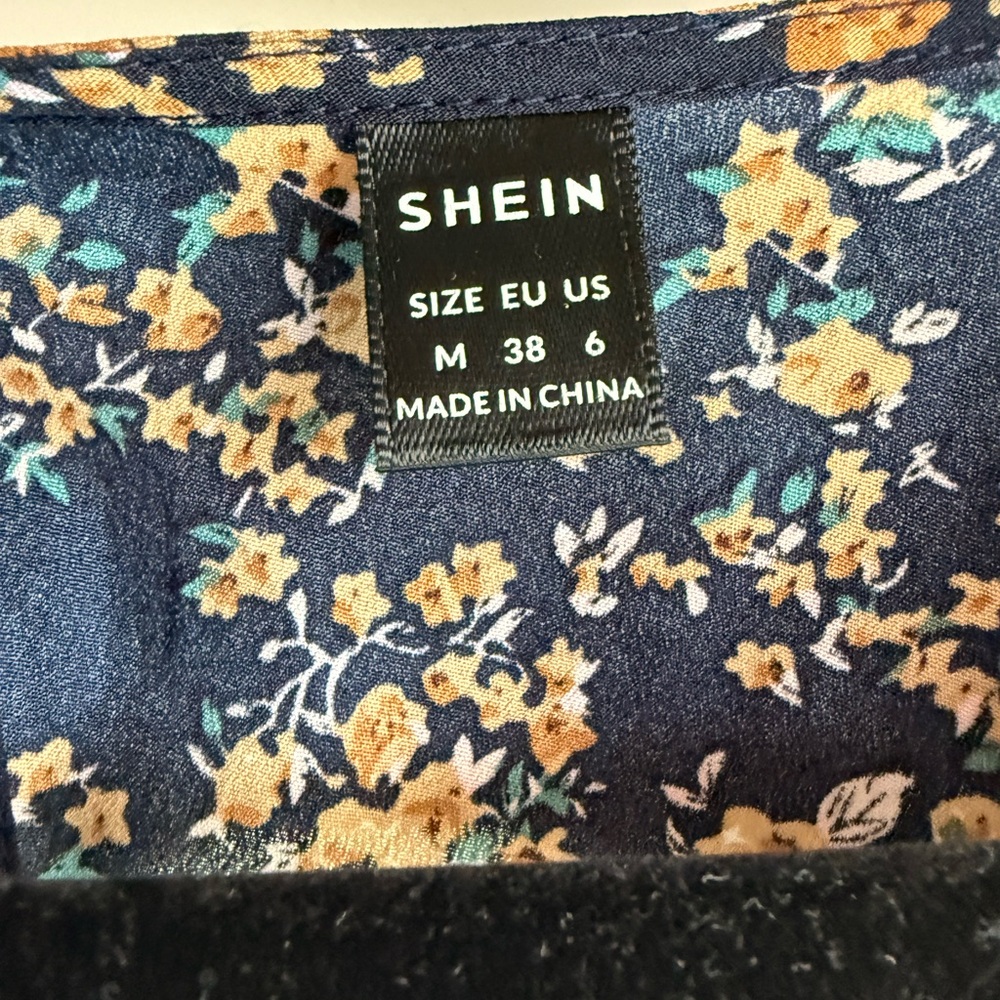 SHEIN Navy Floral Mini Dress - Picture 3 of 3